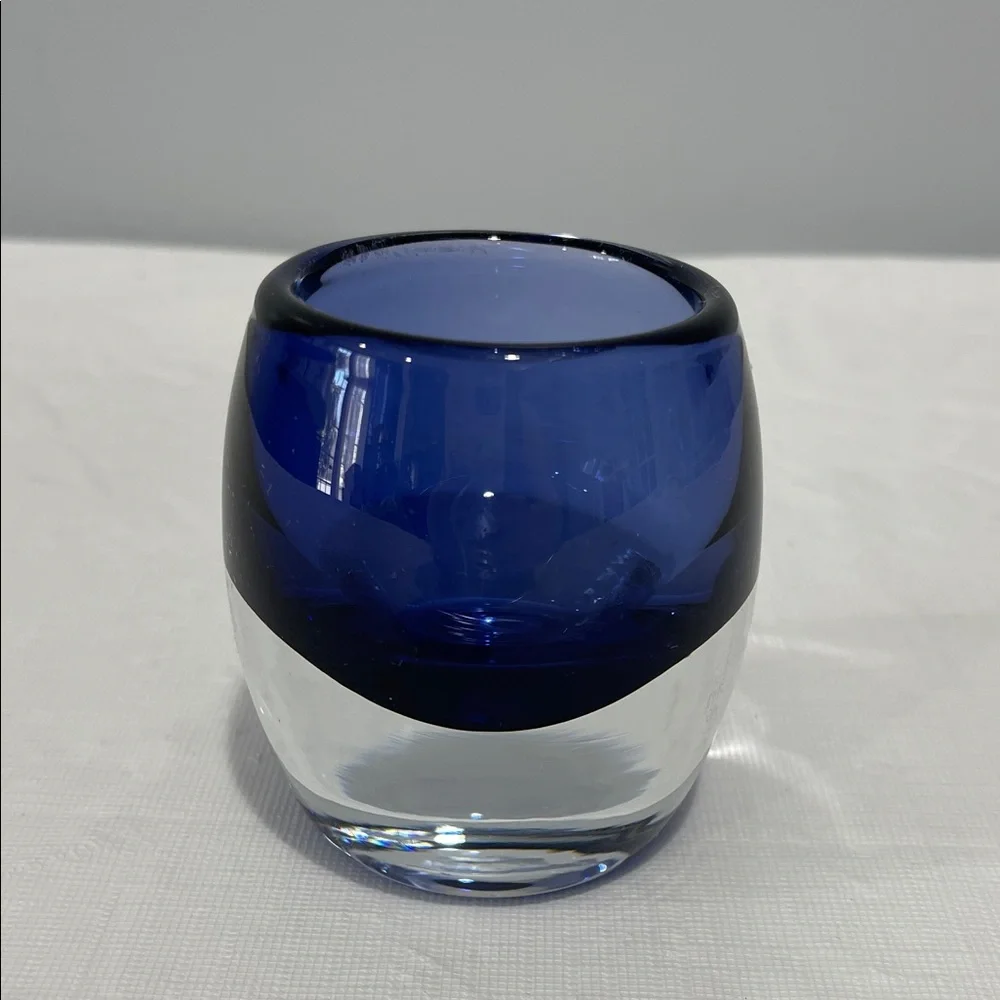 Crate&Barrel Diva Sapphire Blue Glass Candle Votive